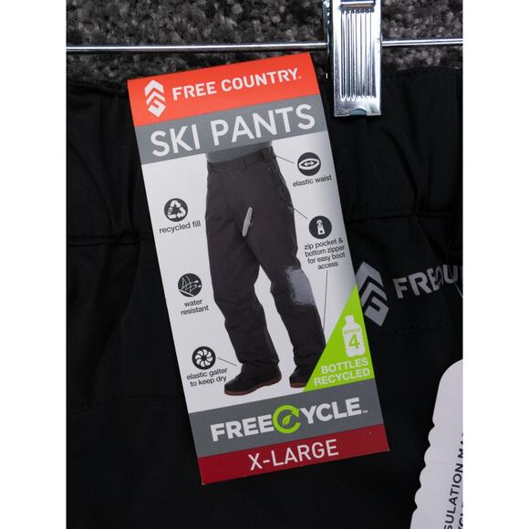 Free Country Ski Snow Pants Mens XL Black Elastic Waist Lined Soft Shell NWT - Picture 14 of 16